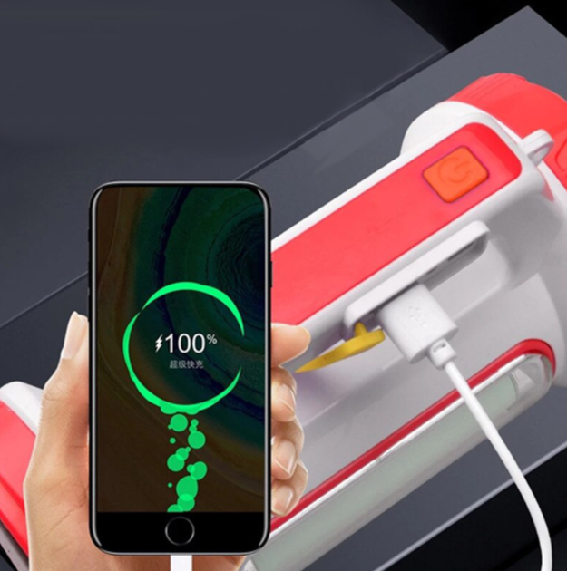 2 в 1 Акумуляторний ліхтар JQ-6088 - кемпінговий світильник з Power Bank Біло/Помаранчевий - зображення 6