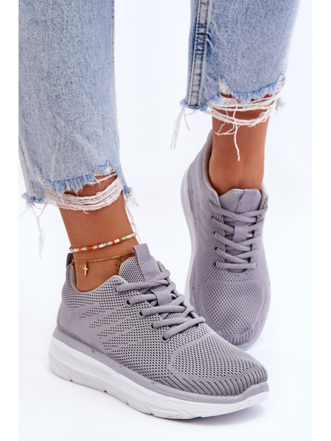 Buty sportowe damskie z siatki na platformie do kostki oddychające Lavarone 38 Szare (5905677139785) - obraz 4