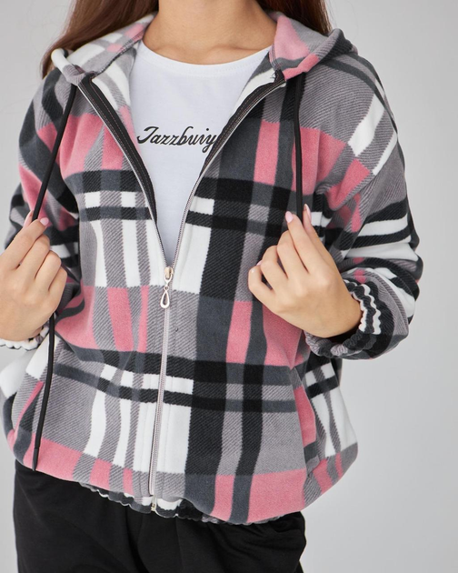 Толстовка в клетку для девочки с капюшоном Kristy Style 158 - изображение 1