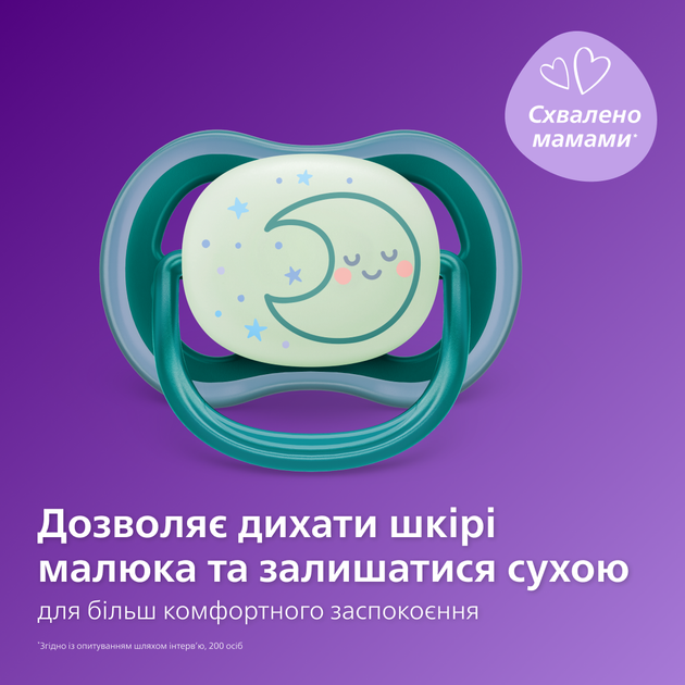 Пустушка Philips Avent Ultra Air Нічна 6-18 міс 2 шт (SCF376/13) - зображення 2