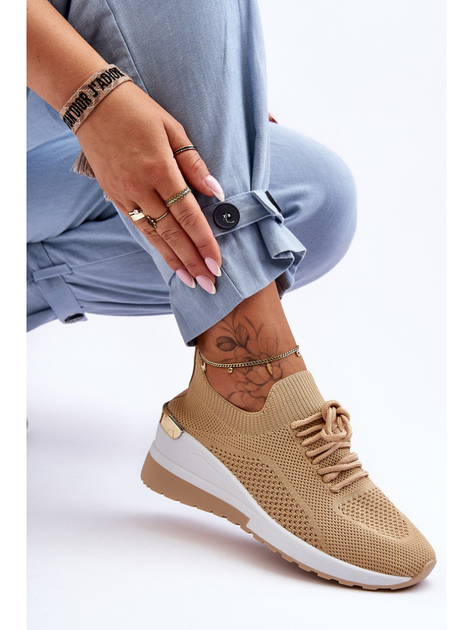 Sneakersy damskie na koturnie Visconti 41 Beżowe (5905677459395) - obraz 3