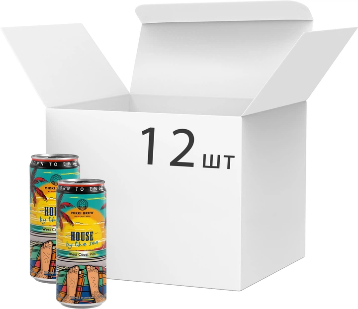 Упаковка пива MIKKI BREW світле нефільтроване "HOUSE BY THE SEA" 4.5% 0.33 л х 12 шт (14820183001983) - Фото 1 Упаковка пива MIKKI BREW світле нефільтроване "HOUSE BY THE SEA" 4.5% 0.33 л х 12 шт (14820183001983) - зображення 1