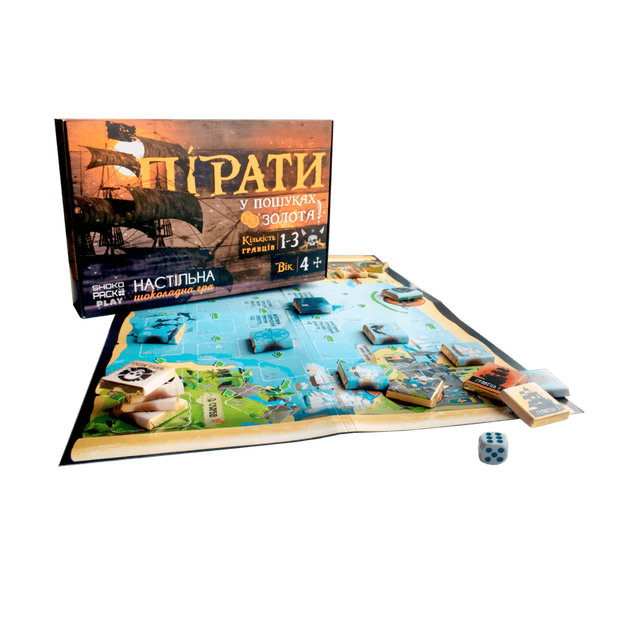 Настольная шоколадная игра Пираты в поисках золота для детей игра бродилка с молочным шоколадом 20 шоколадок подарок мальчику от 4 лет Shokopack 100 г - изображение 3