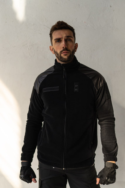 Куртка флисовая LOGOS с Soft Shell плечами и рукавами черный M - изображение 1