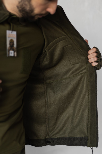 Куртка флисовая LOGOS с Soft Shell плечами и рукавами хаки 3ХL - изображение 2