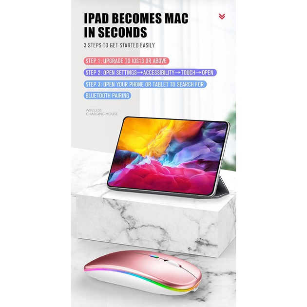Беспроводная мышка Magic RGB подсветка USB зарядка бесшумная со встроенным аккумулятором Bluetooth+2.4G 297 Черный - изображение 5