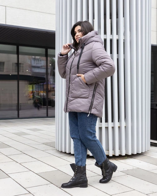 Женская зимняя куртка большого размера UF-fashion 00017-2-МО 62 графит ...