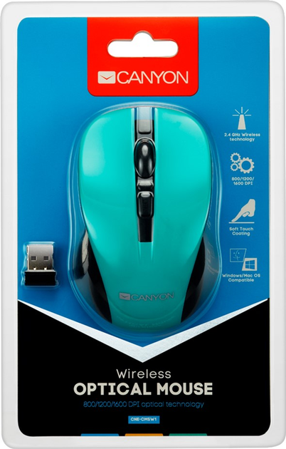 Миша Canyon MW-1 Wireless Green (CNE-CMSW1GR) - зображення 3
