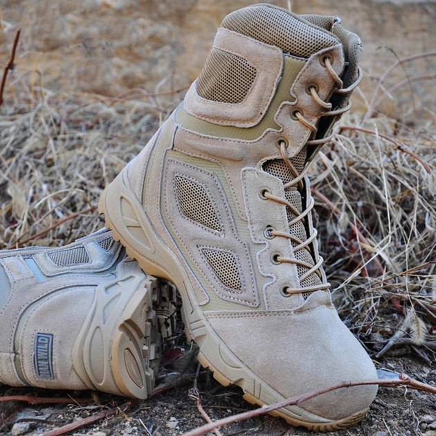 Мужские замшевые Ботинки Han-Wild Outdoor на резиновой подошве / Демисезонные Берцы койот размер 46 - изображение 1
