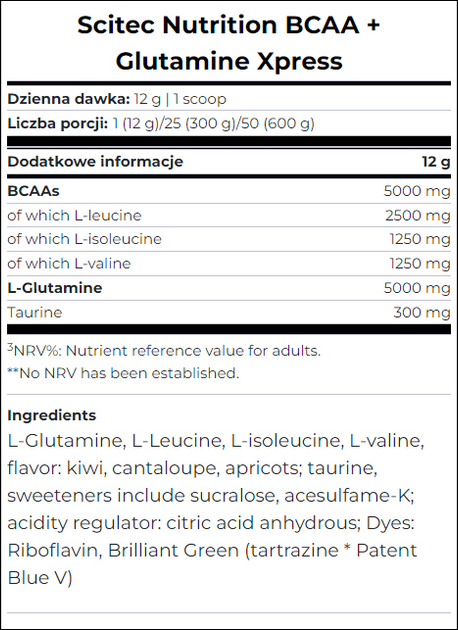 Kompleks aminokwasów Scitec Nutrition BCAA+Glutamine Xpress 600g Jabłkowy (5999100022362) - obraz 2