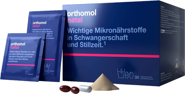 Витаминно-минеральный комплекс Orthomol Natal NEW3 30 пакетов, 1 пакет: гранулы + 3 капсулы (4260022697978) - изображение 2
