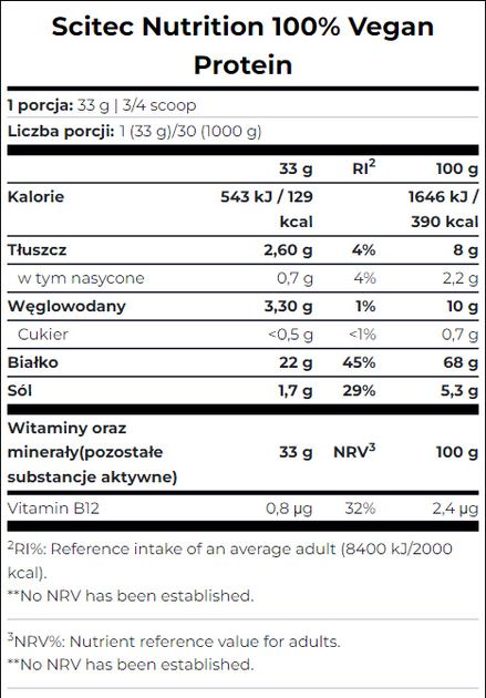 Białko Scitec Nutrition 100% Vegan Protein 1000g Vanilla (5999100022591) - obraz 2