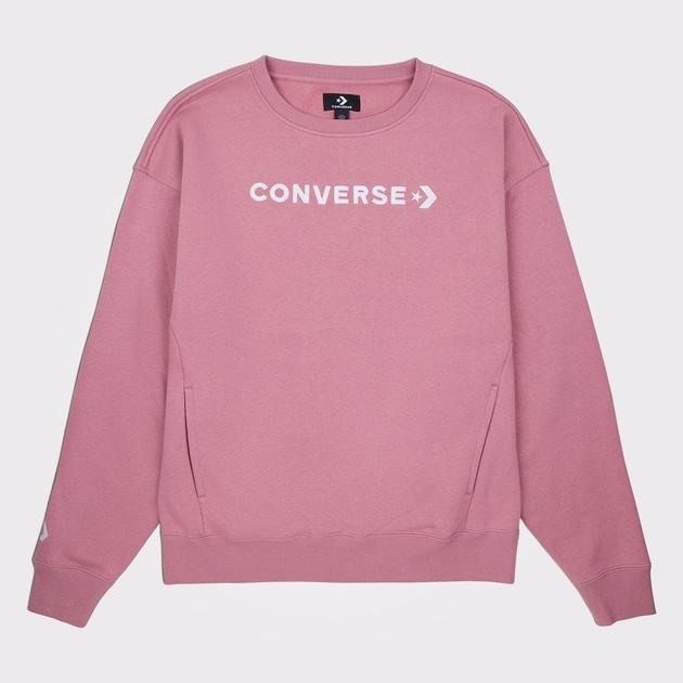 Акція на Світшот жіночий Converse Wordmark Boyfriend Crew Night Flamingo 10025688-698 S Рожевий з принтом від Rozetka