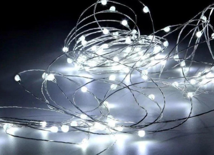 Гірлянда на батарейках крапля роси мідний провід 2 метри 20 LED Dew Drop Cool White - изображение 3