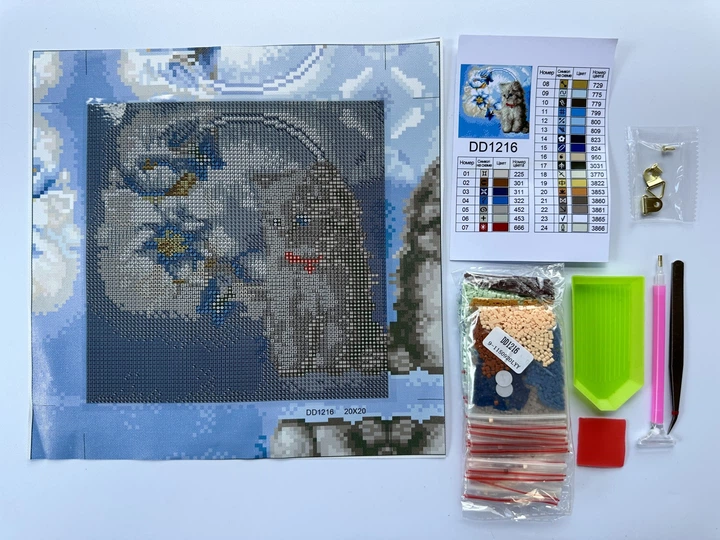 Алмазная мозаика на подрамнике ColorArt Котик с цветами 20х20 DDP1216 + Подарок лак для покрытия - Фото 4 Алмазная мозаика на подрамнике ColorArt Котик с цветами 20х20 DDP1216 + Подарок лак для покрытия - изображение 4