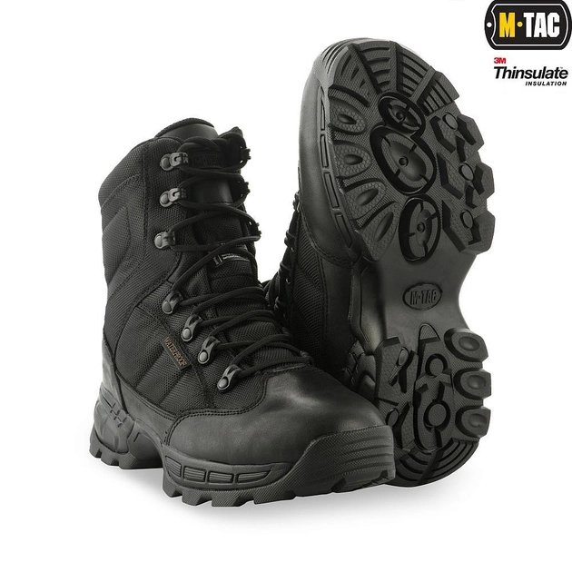 Берці зимові чоловічі тактичні черевики, що не промокають, M-tac Thinsulate Black розмір 42 (28 см) високі з утеплювачем - зображення 1