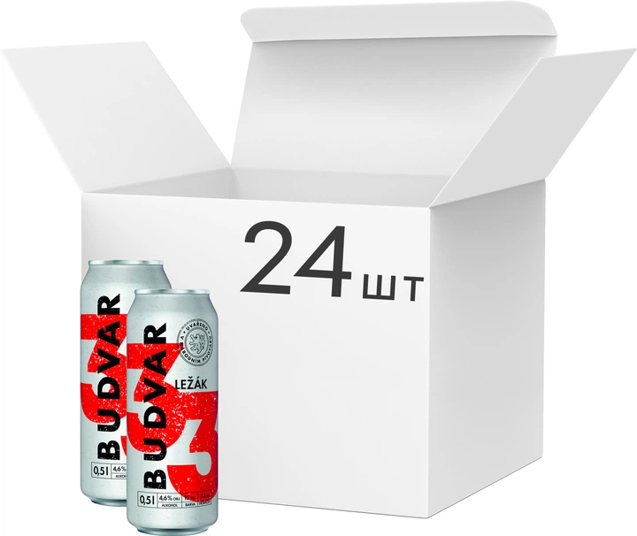 Упаковка пива Budvar 33 світло фільтроване 4.6% 0.5л x 24 шт (8594403707632) - Фото 1 Упаковка пива Budvar 33 світло фільтроване 4.6% 0.5л x 24 шт (8594403707632) - зображення 1