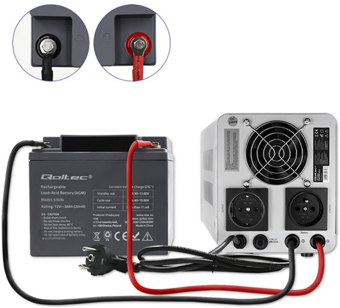 ДБЖ Qoltec Pure Sine Wave 500VA/350W Постійна фаза (50716) - зображення 4