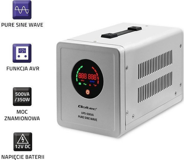 ДБЖ Qoltec Pure Sine Wave 500VA/350W (50719) - зображення 5