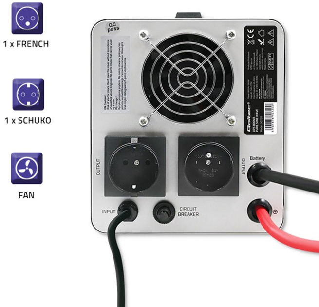 ДБЖ Qoltec Pure Sine Wave 800VA/560W (5901878507200) - зображення 6