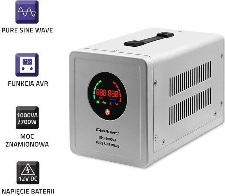 UPS Qoltec Pure Sine Wave 1000VA/700W (5901878507217) - obraz 5