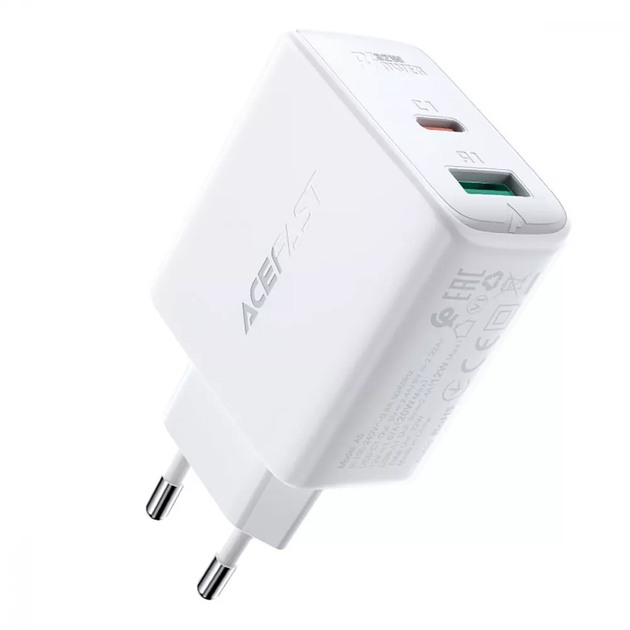 Зарядное устройство Acefast A5 PD 32Вт (Type-C + USB) white AFA5W - Фото 1 Зарядное устройство Acefast A5 PD 32Вт (Type-C + USB) white AFA5W - изображение 1