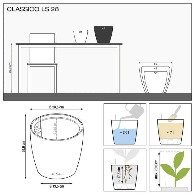 Вазон Lechuza Classico Premium LS 28 белый 7 л - изображение 4