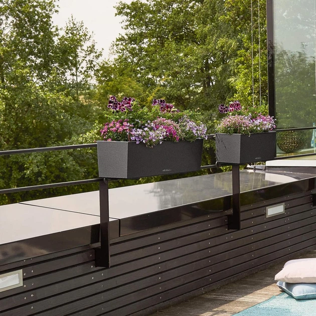 Вазон Lechuza Balconera Stone 80 графитово-черный 12 л - изображение 3