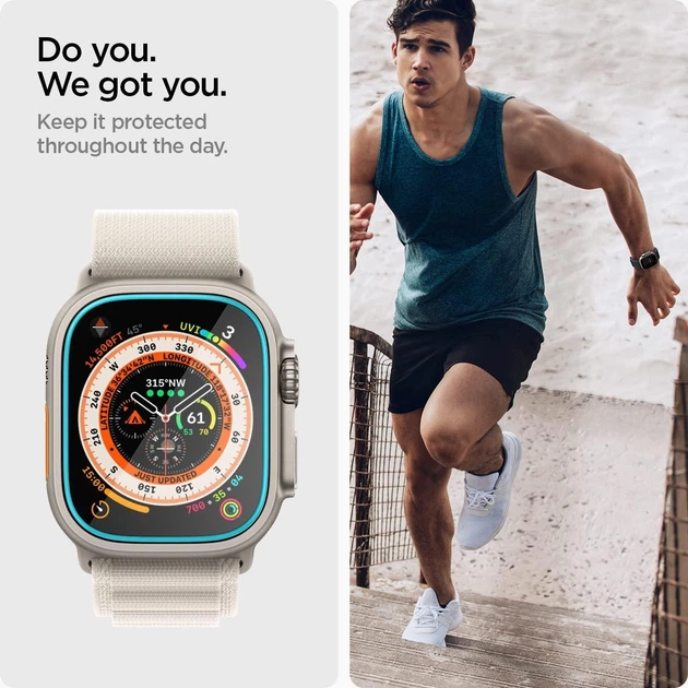 Захисне скло Spigen для Apple Watch Ultra (49mm) EZ FiT GLAS.tR (2шт), (AGL05556) - зображення 5
