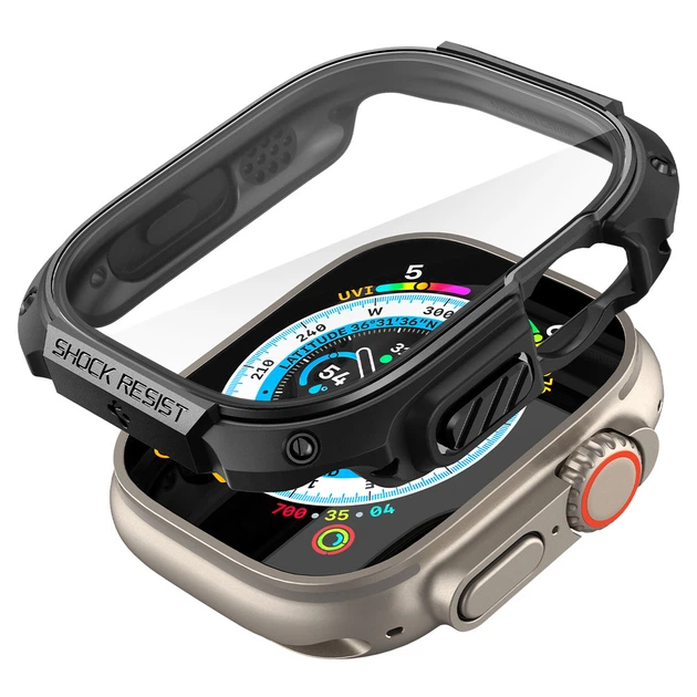 Чохол та скло Spigen для Apple Watch Ultra (49mm) Tough Armor, Black (ACS05457) - зображення 4