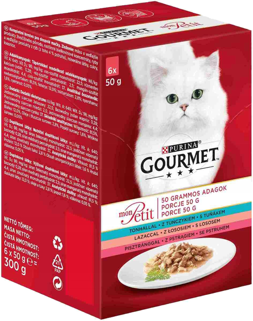Mokra karma dla kotów Purina Gourmet Mon Petit Mix Rybny 6 x 50 g (7613036620772) - obraz 1