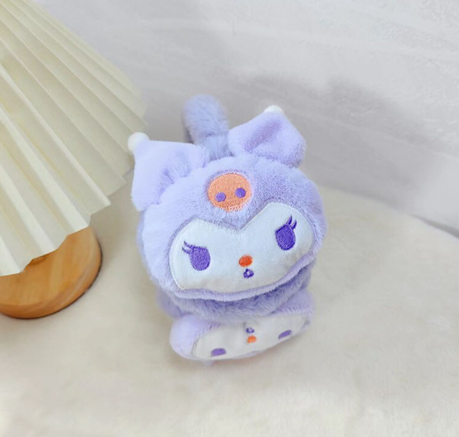 Теплые наушники детские с ушками из искусственного меха Куроми, аниме, (Kuromi ) геншен, манги, hello kitty, Санрио Китти, Мелоди фиолетовый (AN)20534 - изображение 2