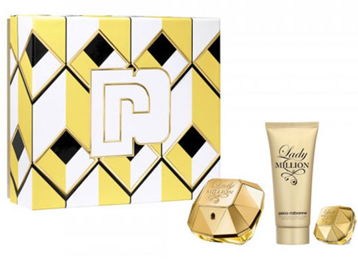 Zestaw damski Paco Rabanne Lady Million Eau De Parfum Spray 80 ml + Balsam do ciała 100 ml + Woda perfumowana damska 5 ml (3349668608249) - obraz 1