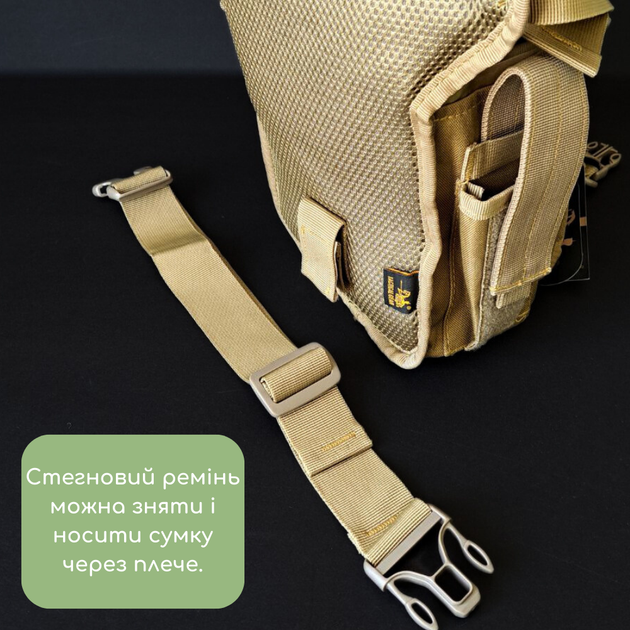 Тактична сумка на стегно SILVER KNIGHT Військова 28 х 27 см Нейлон Оксфорд 900D Хакі (TY-229) - Фото 6 Тактична сумка на стегно SILVER KNIGHT Військова 28 х 27 см Нейлон Оксфорд 900D Хакі (TY-229) - зображення 6