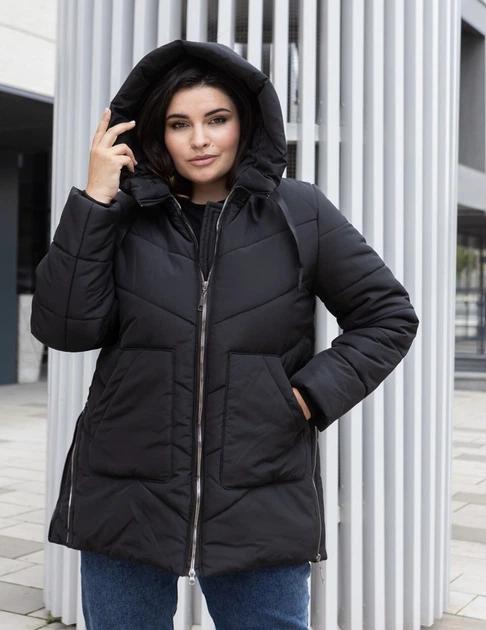 Женская зимняя куртка с капюшоном MODA 100017 48 Черный (М-100017/1 A ) - изображение 5