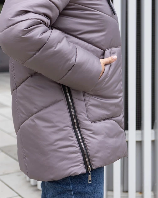 Женская зимняя куртка с капюшоном MODA 100017 50 Графитовый (М-100017/3 B ) - изображение 8