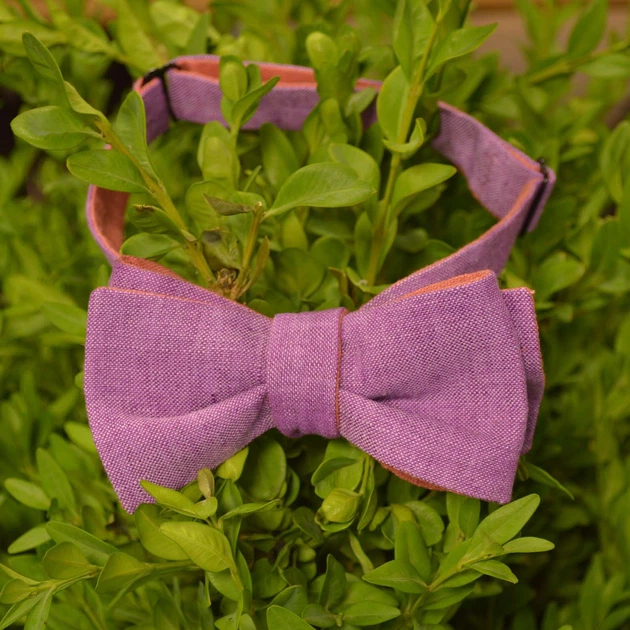 Галстук-бабочка Bow Tie House Basic льняная двухсторонняя (персиковый;фиолетовый) 05947 - Фото 3 Галстук-бабочка Bow Tie House Basic льняная двухсторонняя (персиковый;фиолетовый) 05947 - изображение 3