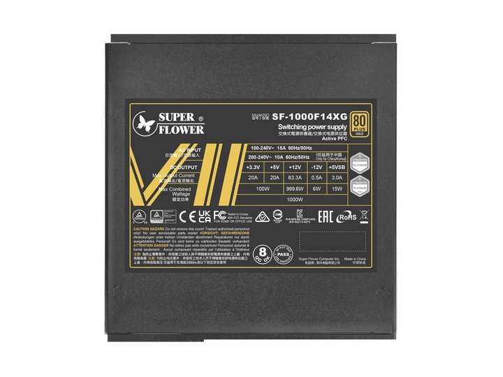 Блок питания Super Flower Leadex VII XG 1000W 80+ Gold, Cybenetics Platinum, ATX 3.0 & PCIe 5.0, W/12VHPWR Cable (2x8pin - 16pin native cables), FDB Fan, SF-1000F14XG, Black - изображение 7