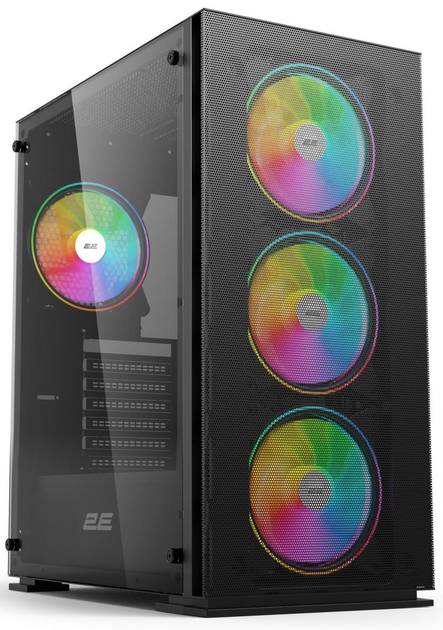 Корпус 2E Gaming Virtus Neo G3301N, без БЖ, 2xUSB 3.0, 1xUSB 2.0, 3x140mm ARGB, 1x120mm ARGB, controller with remote, TG Side Panel, ATX, чорний - зображення 1