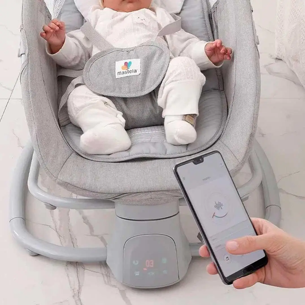 Укачивающий центр шезлонг Mastela 4 в 1 с таймером Grey-beige 8114 (25810) Бежево-серый - изображение 2