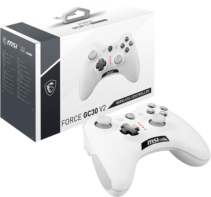 Бездротовий геймпад MSI Force GC30 V2 PC Android USB White (S10-43G0040-EC4) - зображення 5