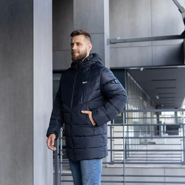 Зимняя мужская куртка большого размера UF-fashion 78-к - двл DV MEN'S 58 темно-синий - Фото 2 Зимняя мужская куртка большого размера UF-fashion 78-к - двл DV MEN'S 58 темно-синий - изображение 2