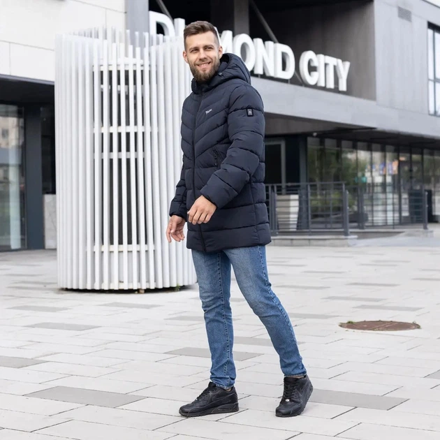 Мужская зимняя куртка большого размера UF-fashion 78 - двл DV MEN'S 60 темно-синий - Фото 4 Мужская зимняя куртка большого размера UF-fashion 78 - двл DV MEN'S 60 темно-синий - изображение 4