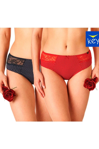 Трусики слип, 2 штуки Key 4(L) Чёрный-Красный (87065) – Брендовая
