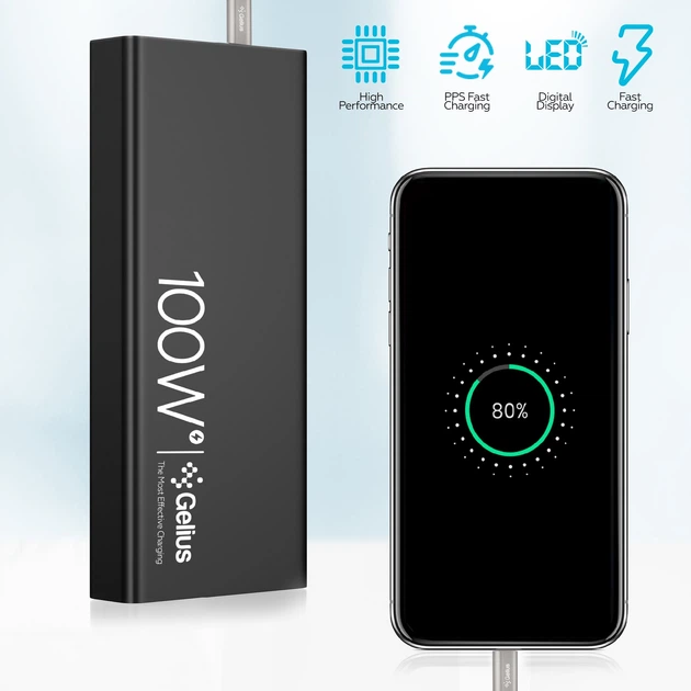 Повербанк 30000 для ноутбука 100 Вт Gelius Titanium GP-PB301 Powerbank 30000 mAh з Швидкою зарядкою + кабель Type-C 100W - зображення 3