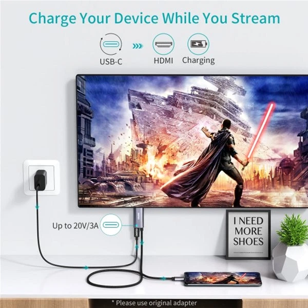 Кабель Choetech USB-C на HDMI 1.8 м Черный (XCH-M180GY) - Фото 2 Кабель Choetech USB-C на HDMI 1.8 м Черный (XCH-M180GY) - изображение 2
