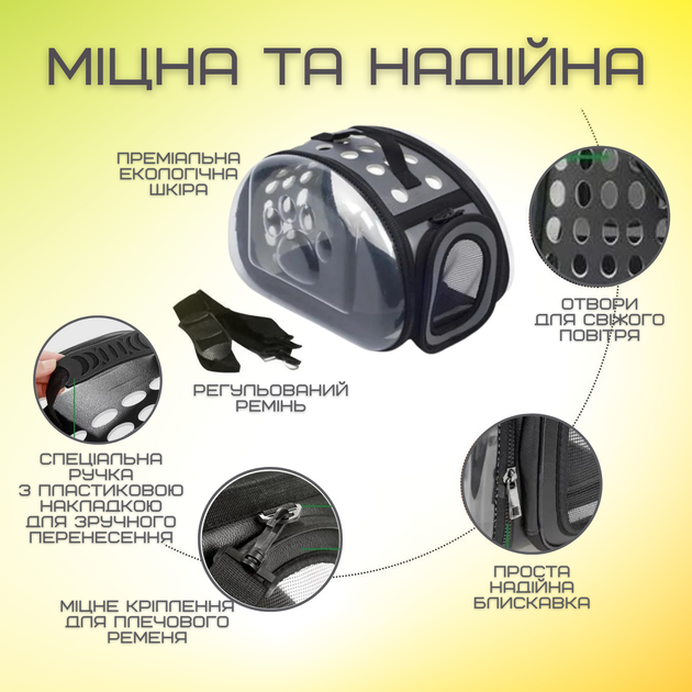 Сумка Переноска Для Небольших Домашних Животных и Грызунов до 2 кг Складная Сумка Переносная Для Попугаев Хомячков Шиншилл 35*20 см Чёрная - изображение 4