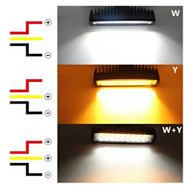 Додаткова світлодіодна LED-фара D21-54W, 18 smd, жовтий, білий, 10-30 B - зображення 6