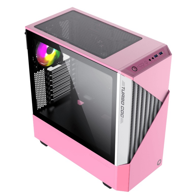 Корпус компьютерный GameMax Contac COC PW без блока питания/E-ATX/RGB-подсветка/боковое окно Розовый - изображение 3