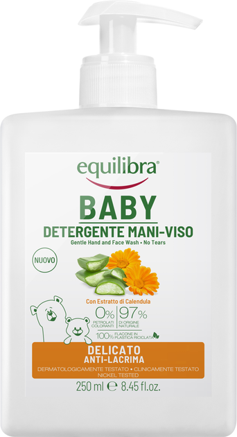 Naturalne mydło dla dzieci Equilibra Baby do twarzy i dłoni 250 ml (8000137013029) - obraz 1
